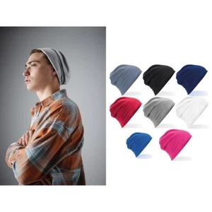 Jersey Slouch Beanie - Beechfield weiche Baumwolle leichte gerollte Kante Mütze - Bild 1 von 10