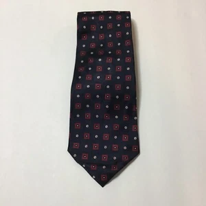 Roundtree & York Silk Handmade Mens Neck Tie Red White Navy Blue 4" x 58" - Picture 1 of 3