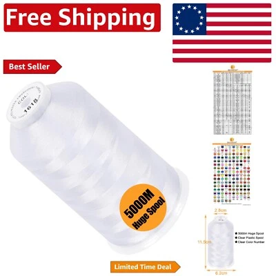 Versátil carrete enorme individual - 5000M 40WT hilo de bordar de poliéster blanco como la nieve Foto 1 de 4