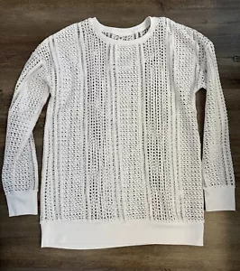 Fabletics Sophie Tunic White Crochet Long Sleeve Cover Top Small - Picture 1 of 5