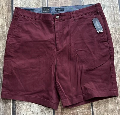 NAUTICA DECK SHORTS WINE 8.5" MENS SIZE 38 WINE NEW WITH TAGS - Image 1 of 4
