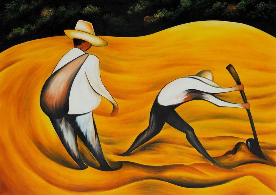 Peasants – Diego Rivera Mexican Social Realism Modernist Print Decor Art - Image 1 of 1