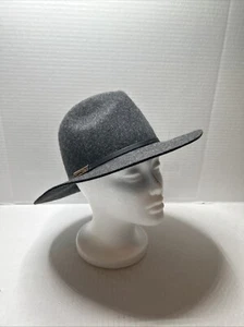 Cappello donna Banana Republic 100% lana antracite scuro tesa larga bordo pelle nero - Foto 1 di 10