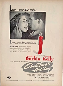 Anuncio impreso de la película navideña de 1944 Deanna Durbin Gene Kelly - Imagen 1 de 3