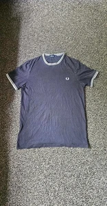 Fred Perry Twin Tipped T-Shirt - Navy - Size S - Picture 1 of 5
