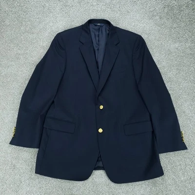 Brooks Brothers Blazer Mens 44L Navy Blue Gold Button Wool Suit Jacket - Image 1 of 4
