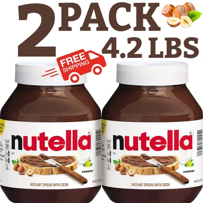 Nutella Hazelnut Spread w/Cocoa 2 PACK  Jars 33.5 OZ Each 4.2 LBS Total BB:05/26 - Image 1 of 3
