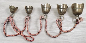 Vintage Sarna India Brass Bells Set of 5 Etched Floral Rope Door Decor - Picture 1 of 10