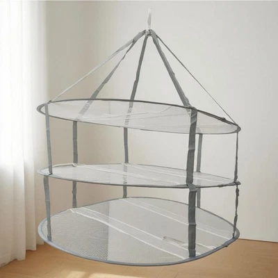 Secadora colgante de ropa de malla plegada de 3 niveles suéter estante de secado red de secado de ropa Foto 1 de 4