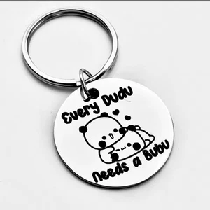 1 x Cute BUBU and DUDU Stainless Steel Key Ring "Every Dudu Needs a Bubu" - Picture 1 of 3