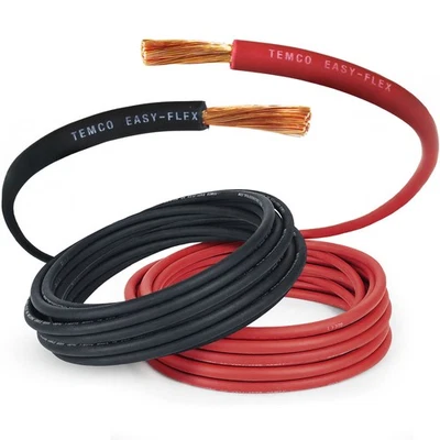 Cable de soldadura TEMCo calibre 4 AWG 20 pies negro + 20 pies rojo flexible cobre EE. UU. Foto 1 de 4