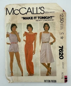 McCalls 1981 Sewing Pattern #7620 Jumpsuit Size 6-8 Petite Bust 30-30.5 Uncut - Picture 1 of 2