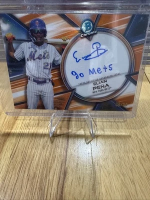2025 Bowman Chrome Elian Pena Prime Signatures Orange Refractor Auto #20/25 Mets - Image 1 of 2