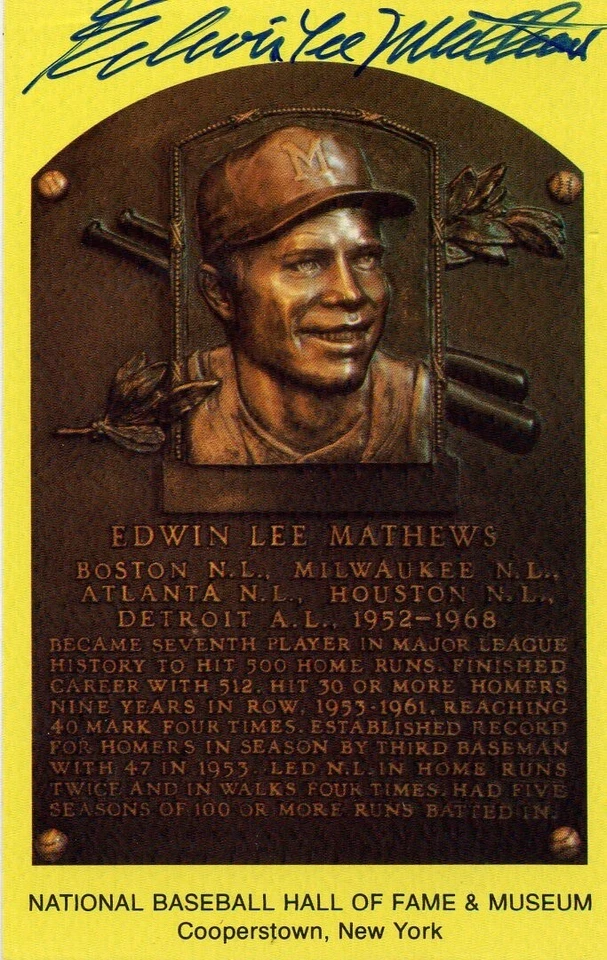 Eddie Mathews Autographed Hall of Fame Card With Scarce FULL Signature - Image 1 of 1