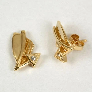 Pendientes de Botón En 333 8 Quilates Mate Brillo Oro Con Circonia - Imagen 1 de 1