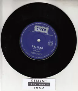 TOM JONES Delilah & Smile 7" 45 rpm vinyl record + juke box title strip - Picture 1 of 3