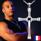 Chaine + pendentif croix Fast and Furious Vin Diesel couleur argent ou Doré