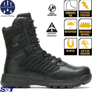 BATES Men's Waterproof Comp Toe Slip Resistant Lightweight Tactical Boots Zip - Picture 1 of 7