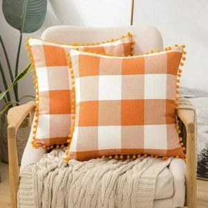 ORANIFUL Buffalo Plaid Kissenbezüge 16x16 Zoll Bauernhaus Karo Dekorativ Thr - Bild 1 von 5