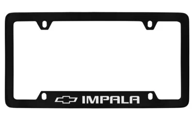 Chevrolet Impala wordmark black coated metal license plate frame holder - Image 1 of 2