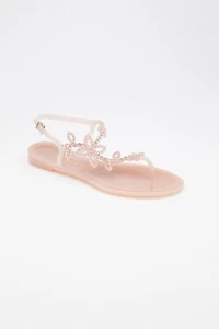 Women Sandals with Swarovski Crystal - Rose Size 38 (US 7 - 7 1/2) Menghi - Picture 1 of 3