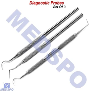 Juego de 3 Sondas Dentales Explorador Periodontal 23 Dientes Limpieza Dentista Selección Herramientas - Imagen 1 de 7