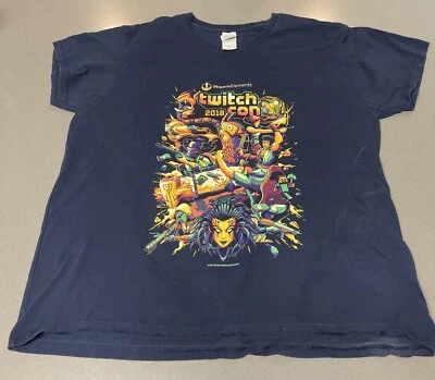 2018 Twitch Con Stream Elements T Shirt XL Blue Read - Image 1 of 4