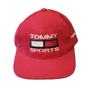 Vintage Tommy Hilfiger Sports Red Logo Hat Adjustable Embroidered Wool Blend 90s - Picture 1 of 9