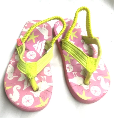 Baby Shoes-Carters Pink and Green Flip Flops- Size 5 - Image 1 of 2
