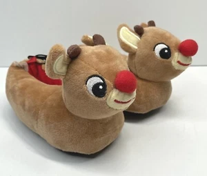 Zapatillas de felpa Rudolph el reno nariz roja nuevas con etiquetas niños tallas 1-8 tú eliges - Imagen 1 de 4