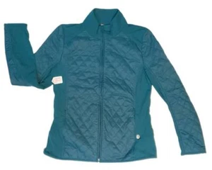 T BY TALBOTS Carriage Green MIX MEDIA STEPPJACKE MIT REISSVERSCHLUSS EUC!!!! Klein - Bild 1 von 3