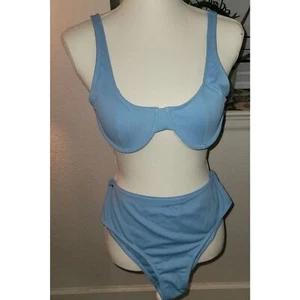SHEIN 2 Piece Bikini Size Large Blue Juniors New in Bag - Picture 1 of 5