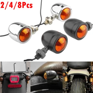 ​2/4/8PCS Chrome Motorcycle Turn Signals Mini Bullet Blinker Indicator Lights - Picture 1 of 18
