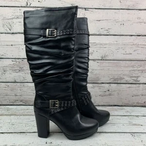 Milwaukee hohe schwarze Plateaustiefel aus Leder für Damen mit lässigem Schaft [Größe 10] - Bild 1 von 9