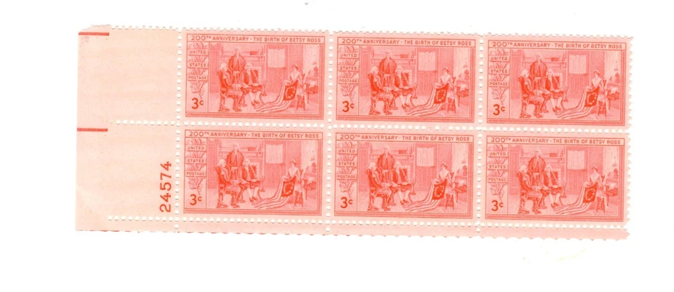 1952 US STAMP Scott #1004  6-Block  3c FVF MNH - Image 1 of 1