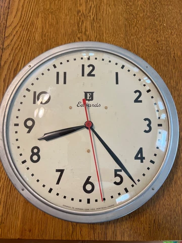 Vintage EDWARDS Electric School Clock Bevel Glass Face 1962 Cover