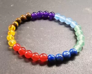 7 Chakra Bead Crystal Gemstone Bracelet Anxiety Stone Healing Reiki NEW - Picture 1 of 3