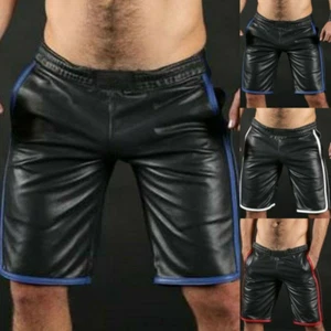 Herren Sport Shorts Sexy Echt Schwarz Weich Leder Gym Boxer Weich Schwarz Hose - Bild 1 von 11