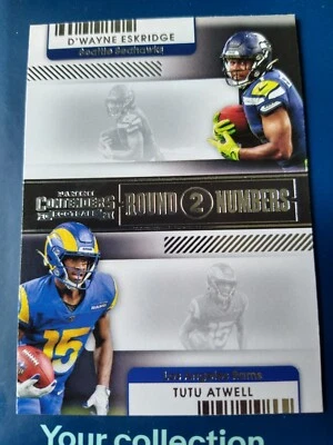 2021 Panini Contenders Round 2 Numbers Tutu Atwell & D'Wayne Eskridge #RN-DES - Image 1 of 2