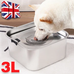 3L No Spill Dog Cat Water Bowl Non-Slip Pet Slow Drink Feeder Bowl Stainless - Picture 1 of 10