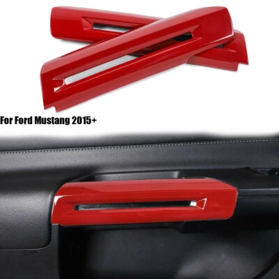 For Ford Mustang 15+ Interior Door Handle Ring Trim Decoration Cover Bezels Red Foto 1 de 4