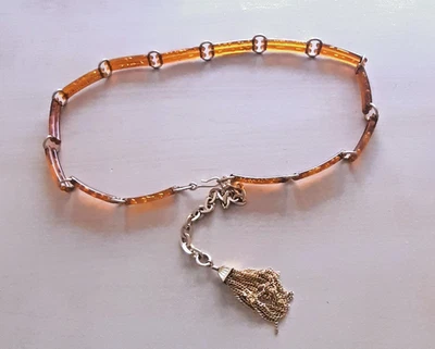70's Gliedergürtel, Bernsteinfarbene Modeschmuck - Bild 1 von 4