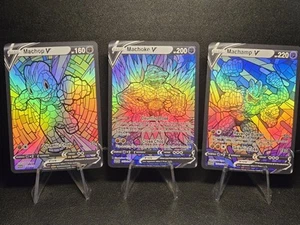 Machop, Machoke, & Machamp CUSTOM Stained Glass Holo Shiny Card For Display Only - Picture 1 of 6