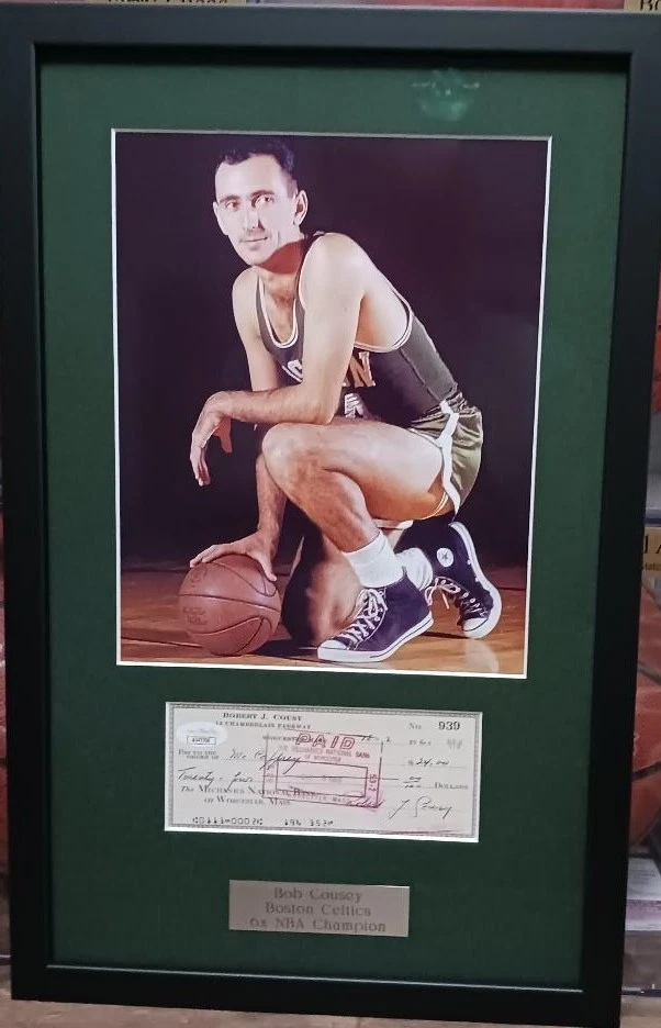 FOTO/REVISIÓN AUTOMÁTICA BOB COUSY PERSONALIZADA ENMARCADA 11X20 CERTIFICADO JSA AU47706 Foto 1 de 4