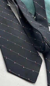 VAN HEUSEN MENS TIE BLACK w/ Subtle WHITE/RED Vertical Dashes & Diagonal Stripe - Picture 1 of 4
