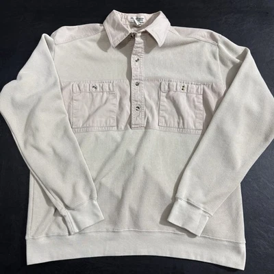 Vintage Norm Thompson Polo Shirt Men's Large Beige Banded Waist Pockets - Image 1 of 4