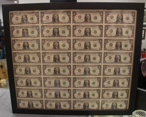 Uncirculated One Dollar Bills Uncut Currency Sheet of 32 Notes, Minneapolis 2001 - Picture 1 of 5