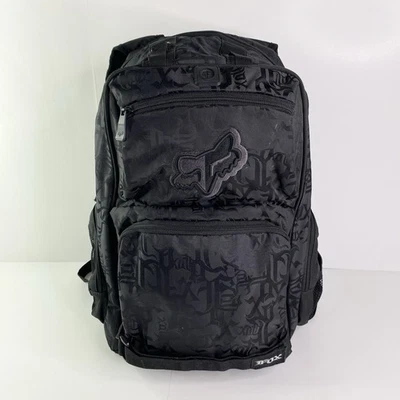 Vintage Fox Racing Velcro Strap Black Backpack Riding Gear Laptop 00s Y2K Grunge - Image 1 of 4