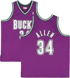 Ray Allen Milwaukee Bucks Signed Purple Mitchell & Ness 2000-01 Swingman Jersey - Picture 1 of 5