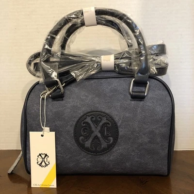 Cartera cruzada Christian Lacroix JASPER PU en denim índigo 9” x 7” x 4” Foto 1 de 4